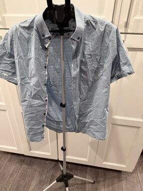 7 Diamonds Stretch Button Front Shirt Blue Long Sleeve Men's Size [Size] M